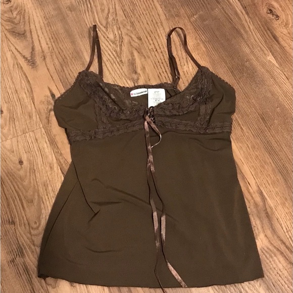 Sexy top No boundaries Brown Lace Trim Cami Top junior medium size 7/8 - Picture 1 of 3